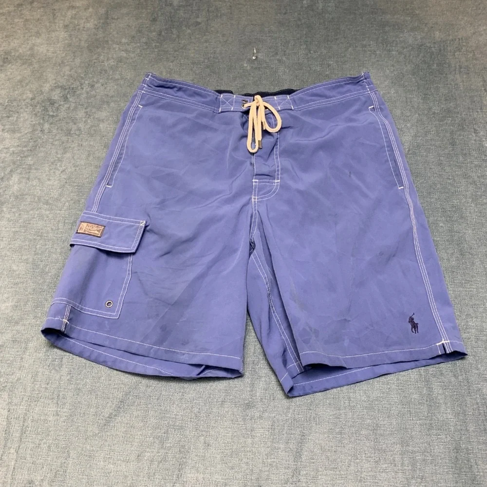 Polo Ralph Lauren Swim Trunks Mens M Blue Mesh Lined Beach Surfing Drawstring